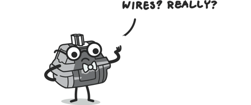 a cartoon keyswitch questioning why wires are necessary
