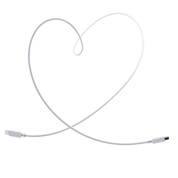 cables shaped like a love heart