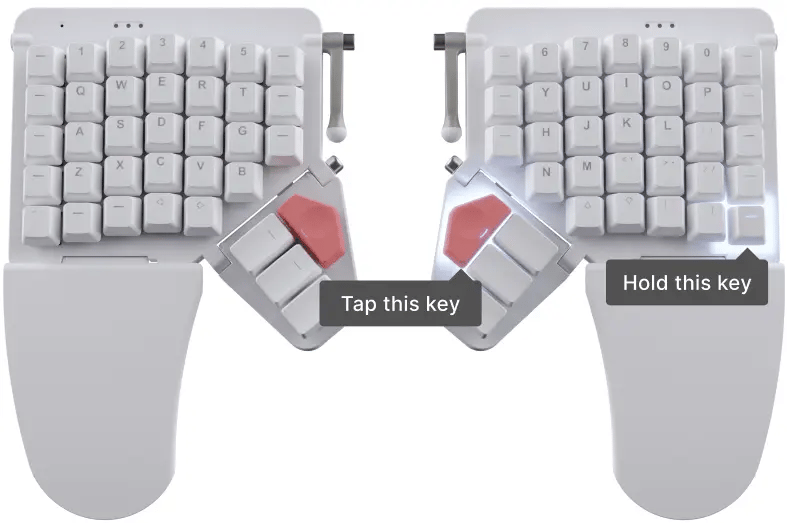 Step 2: Tap the red and largest thumb key on the right half