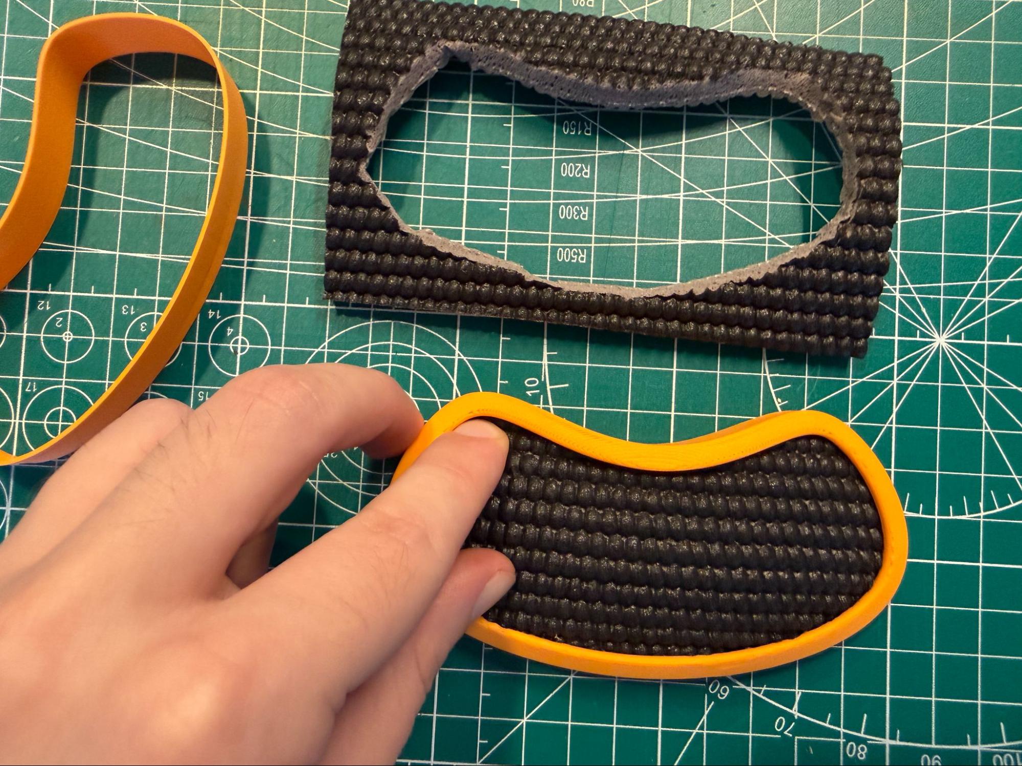 Tucking the padding into the printed shell