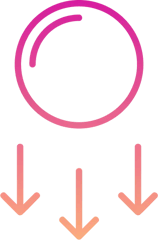 Circle with three arrows pointing downwards