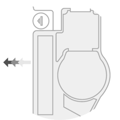 Empty socket in the center, with arrows pointing to its center
