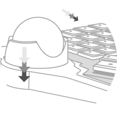Empty socket in the center, with arrows pointing to its center