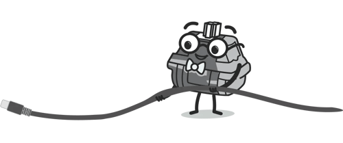 a cartoon keyswitch happy with it's cable