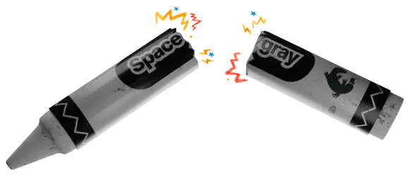 A space gray crayon breaking