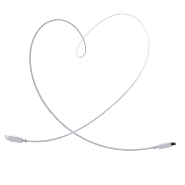 cables shaped like a love heart