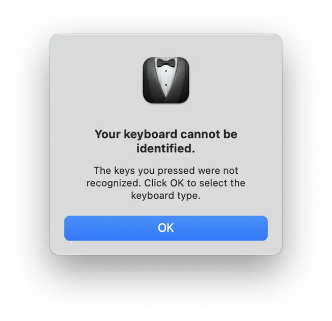 MacOS Keyboard Assistant: Keyboard cannot be identified
