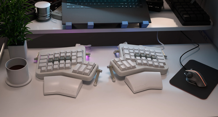 White Ergodox EZ Shine with Blank Keycaps