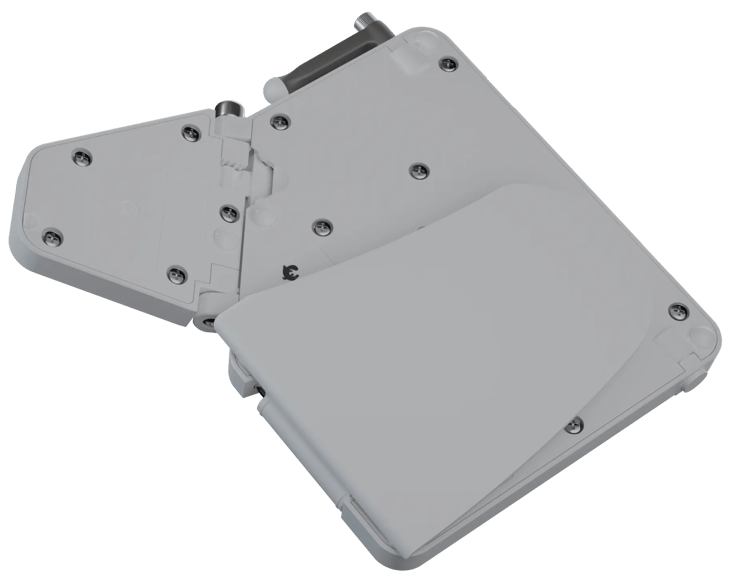 Wrist wrist shown folded into the body of a white Moonlander